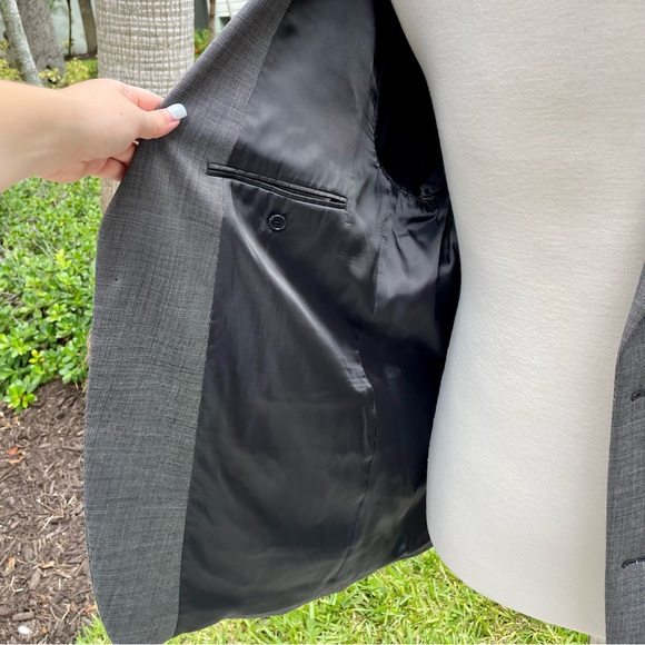 Calvin Klein Gray Wool Blazer Sport Coat Two Button Casual Jacket Size 44R - Picture 8 of 14